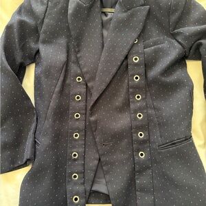 Sandro Navy Blazer with Red and White Dots